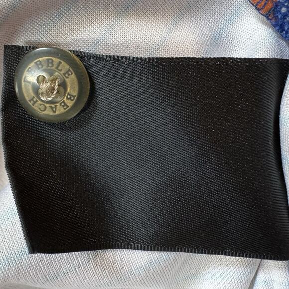 Pebble Beach Mens Large Dry-Luxe Performance Polo Shirt Blue Orange Ombre Stripe - Picture 10 of 10